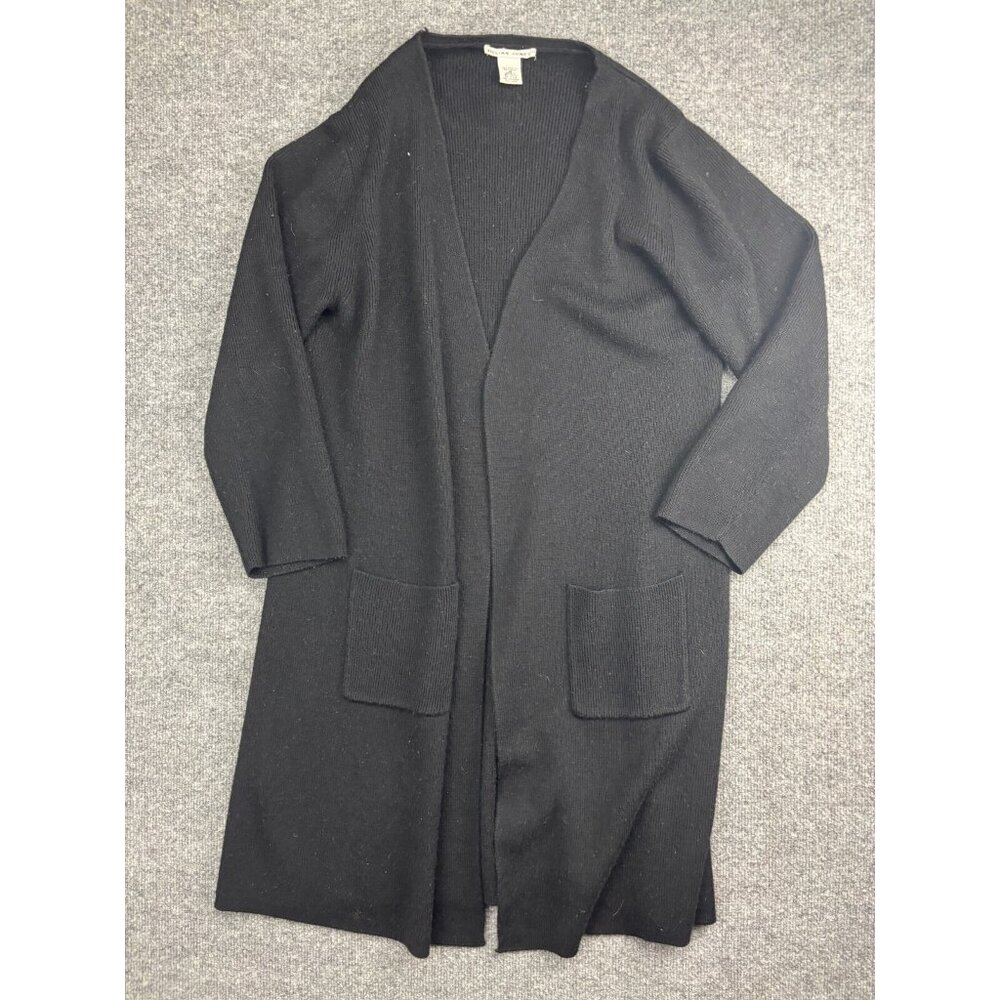Jillian‎ Jones Wool Blend Cardigan Women's M Black Open Front Sweater Pockets